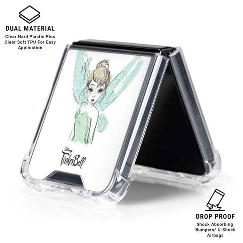 Disney Tinker Bell Watercolor Fairy Art Galaxy Z Flip6 Clear Case